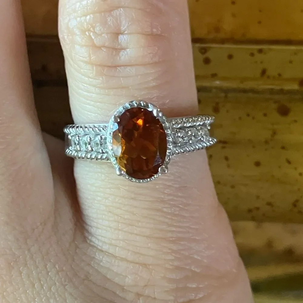 Natural Citrine Sterling Silver Ring Size 5